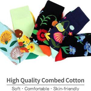 Women's Multi Colored Funny Novelty Pattern Cotton Crew Socks Funky 5 Pair - New